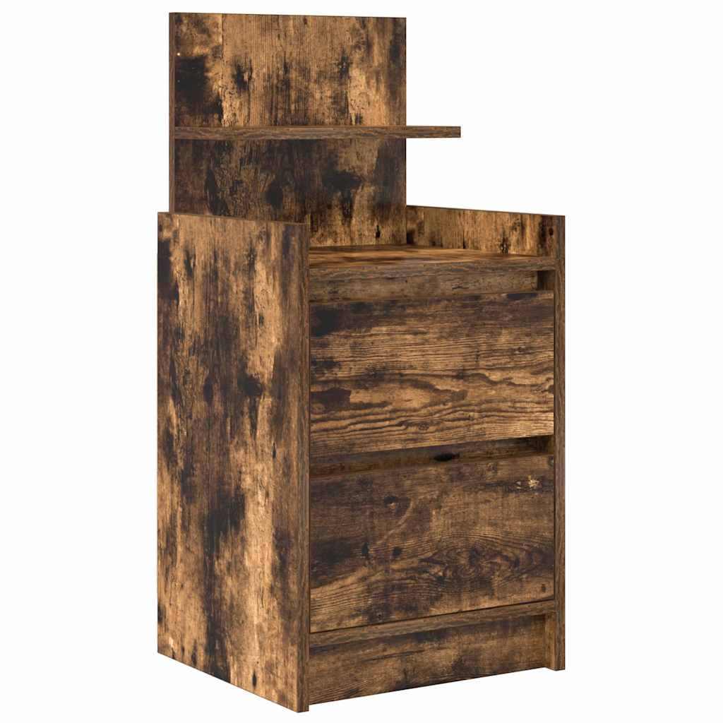 vidaXL Bedside Cabinet with 2 Drawers Smoked Oak 38x34x80 cm 2