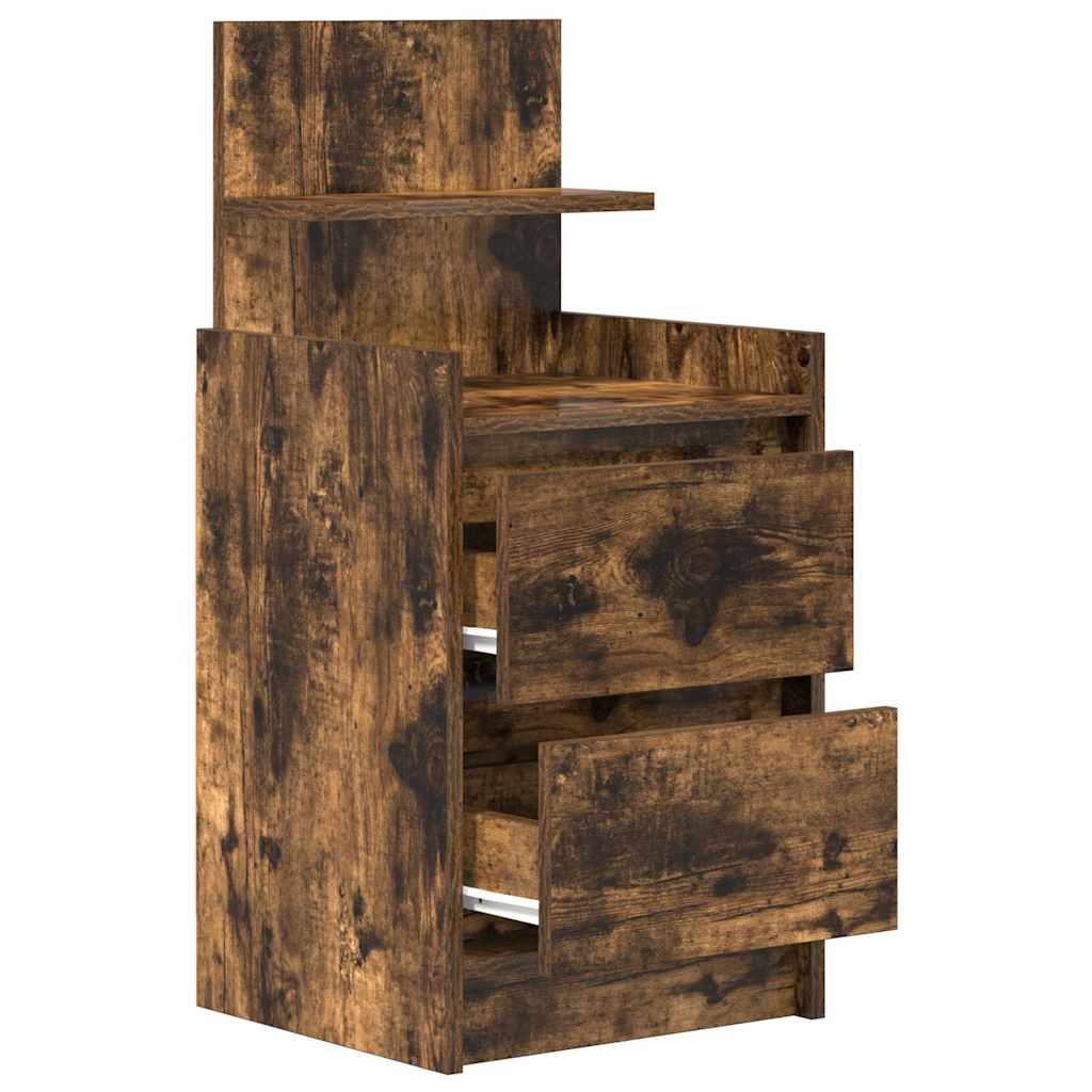 vidaXL Bedside Cabinet with 2 Drawers Smoked Oak 38x34x80 cm 5