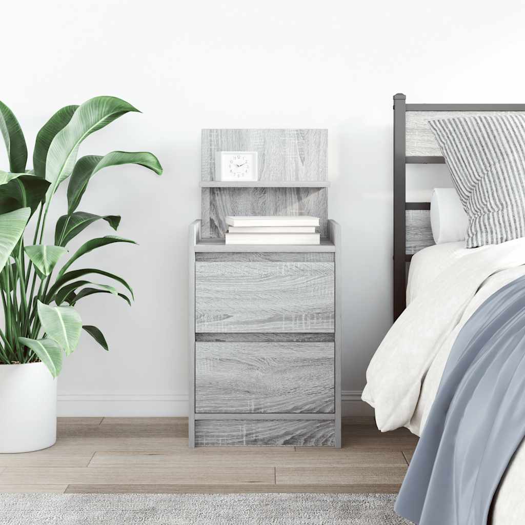 vidaXL Bedside Cabinet with 2 Drawers Grey Sonoma 38x34x80 cm 3