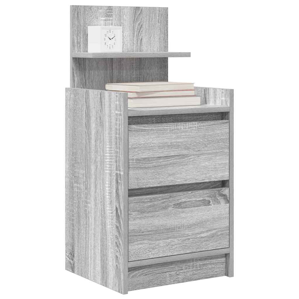 vidaXL Bedside Cabinet with 2 Drawers Grey Sonoma 38x34x80 cm 4