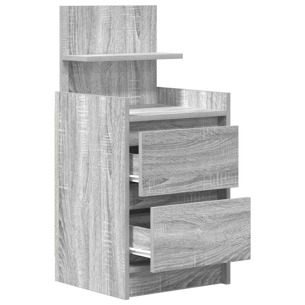 vidaXL Bedside Cabinet with 2 Drawers Grey Sonoma 38x34x80 cm 5