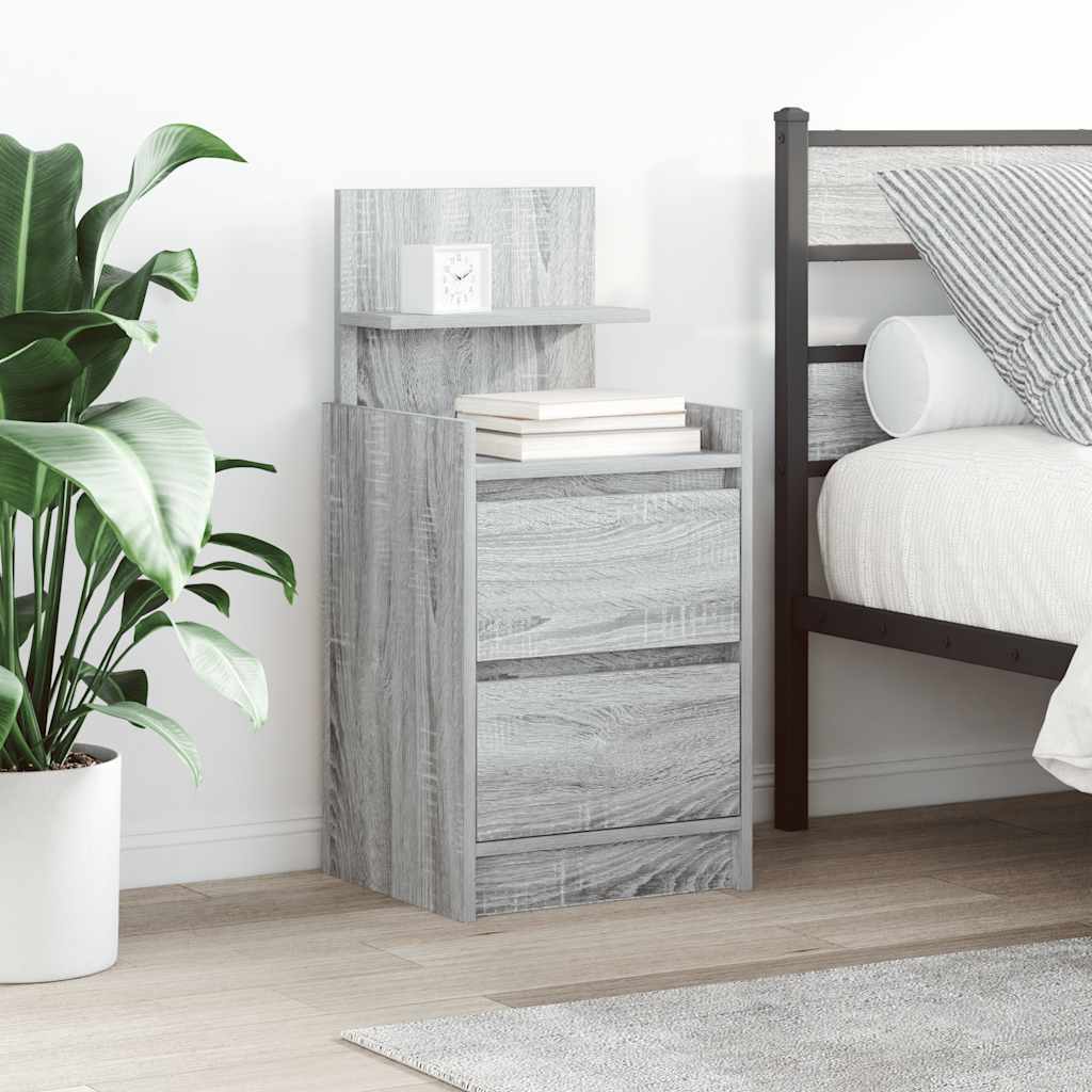 vidaXL Bedside Cabinet with 2 Drawers Grey Sonoma 38x34x80 cm 1