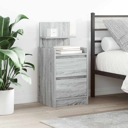vidaXL Bedside Cabinet with 2 Drawers Grey Sonoma 38x34x80 cm 1