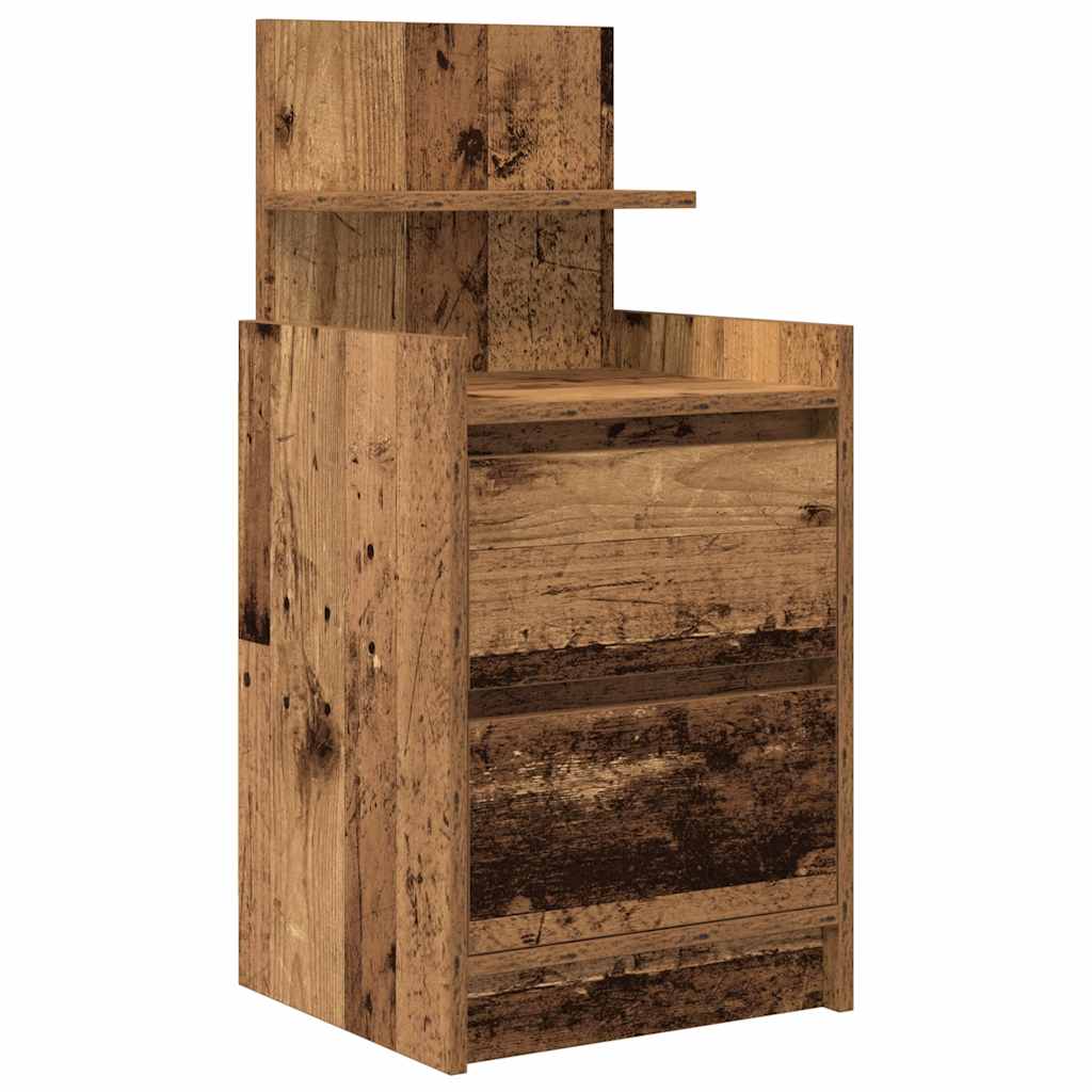 vidaXL Bedside Cabinet with 2 Drawers Old Wood 38x34x80 cm 2