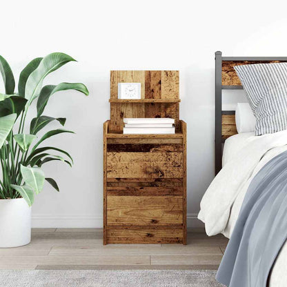 vidaXL Bedside Cabinet with 2 Drawers Old Wood 38x34x80 cm 3