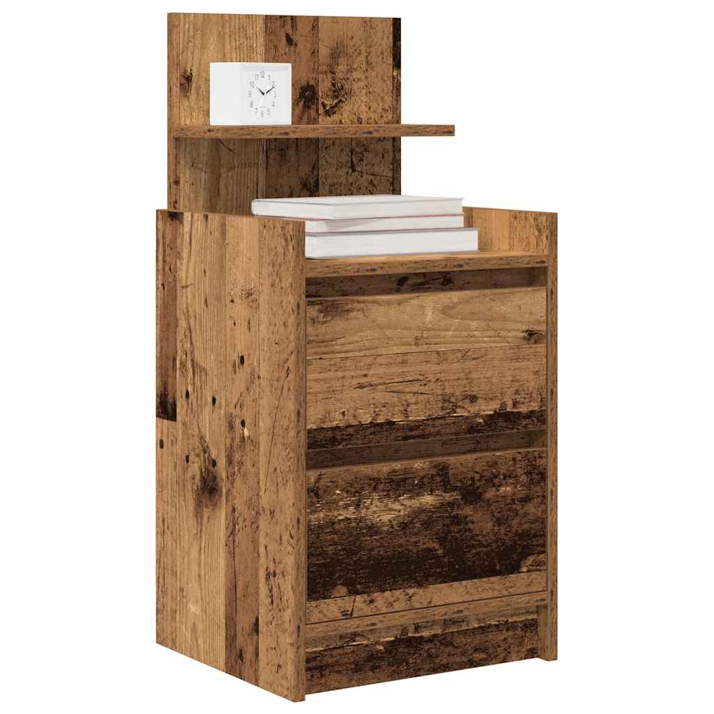 vidaXL Bedside Cabinet with 2 Drawers Old Wood 38x34x80 cm 4
