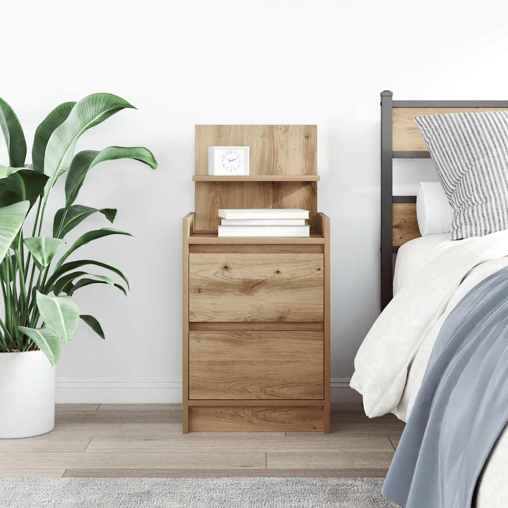 vidaXL Bedside Cabinet with 2 Drawers Artisan Oak 38x34x80 cm 3