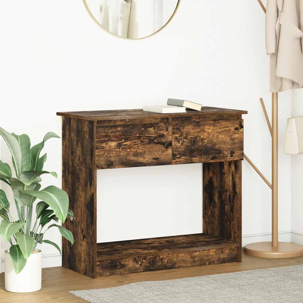 vidaXL Console Table with Drawers Smoked Oak 85.5x38.5x74.5 cm 1