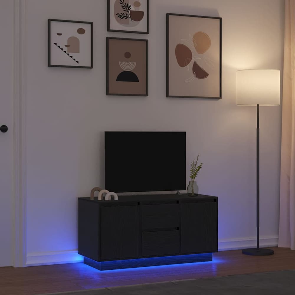 TV Cabinet with LED Lights 100x41x50 cm Black oak