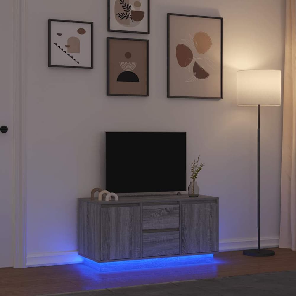 TV Cabinet with LED Lights 100x41x50 cm Grey sonoma