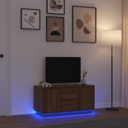 TV Cabinet with LED Lights 100x41x50 cm Brown oak