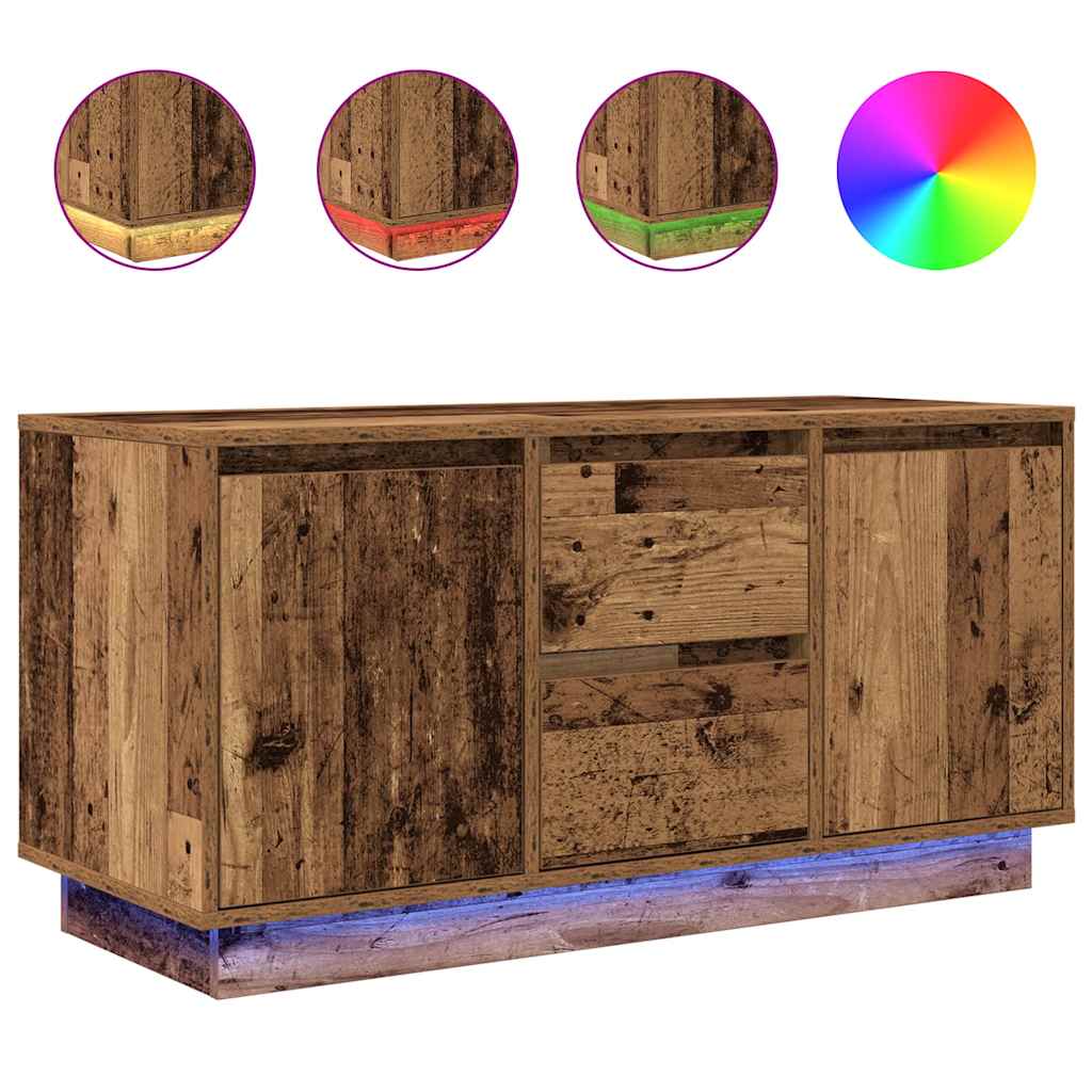 vidaXL TV Cabinet with LED Lights Old Wood 100x41x50 cm 2