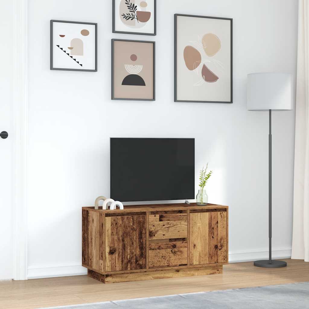 vidaXL TV Cabinet with LED Lights Old Wood 100x41x50 cm 4