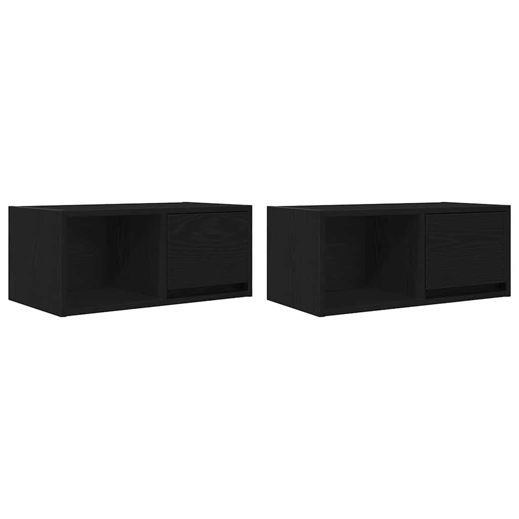 vidaXL TV Cabinets 2 pcs Black Oak 60x31x25.5 cm Engineered Wood 2