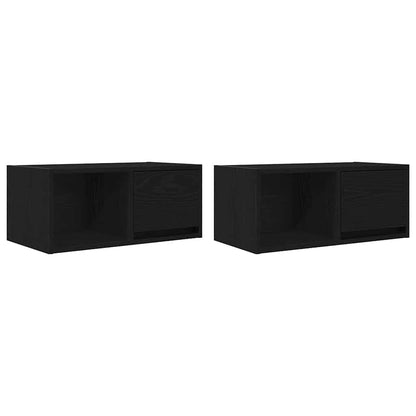 vidaXL TV Cabinets 2 pcs Black Oak 60x31x25.5 cm Engineered Wood 2