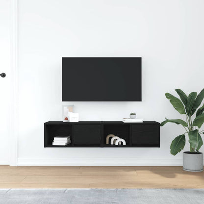 vidaXL TV Cabinets 2 pcs Black Oak 60x31x25.5 cm Engineered Wood 3