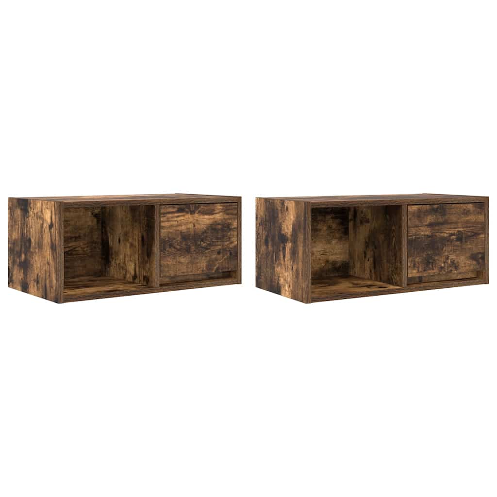 vidaXL TV Cabinets 2 pcs Smoked Oak 60x31x25.5 cm Engineered Wood 2