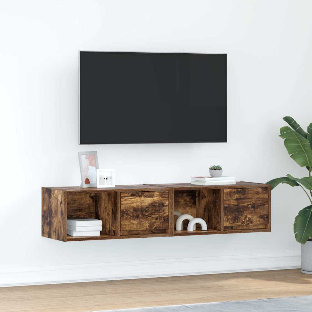 vidaXL TV Cabinets 2 pcs Smoked Oak 60x31x25.5 cm Engineered Wood 1