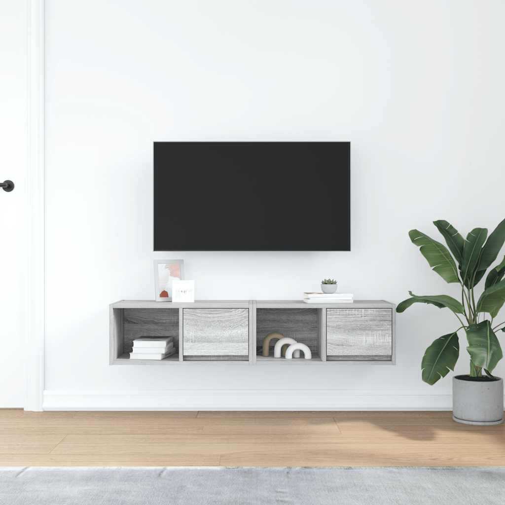 vidaXL TV Cabinets 2 pcs Grey Sonoma 60x31x25.5 cm Engineered Wood 3