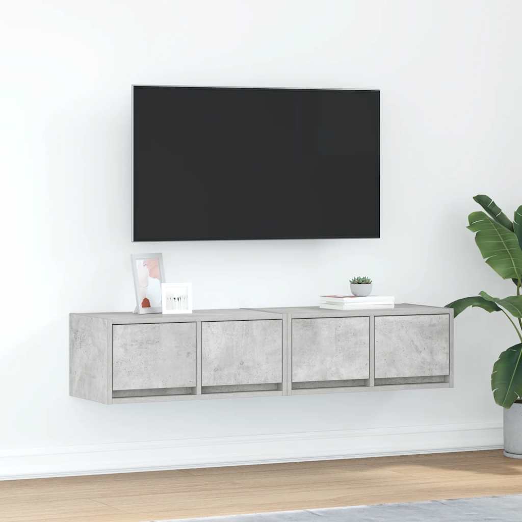 vidaXL TV Cabinets 2 pcs Concrete Grey 60x31x25,5 cm Engineered Wood 1