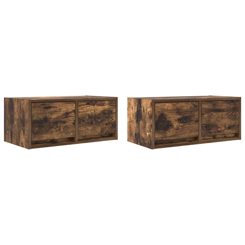vidaXL TV Cabinets 2 pcs Smoked Oak 60x31x25,5 cm Engineered Wood 2