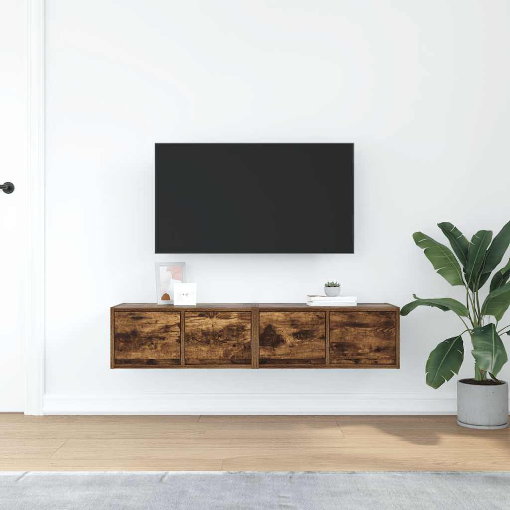 vidaXL TV Cabinets 2 pcs Smoked Oak 60x31x25,5 cm Engineered Wood 3
