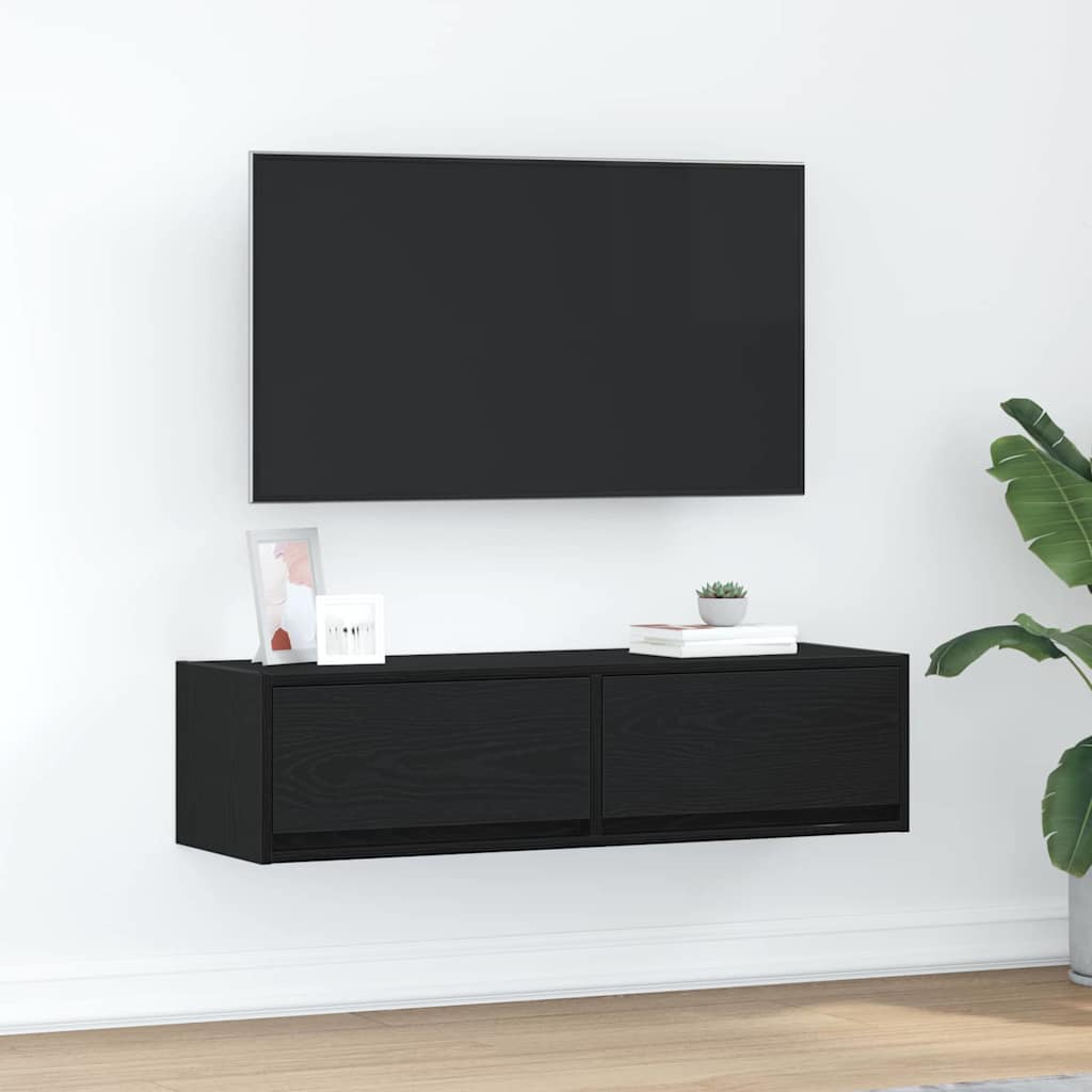 vidaXL TV Cabinet 100 x 31 x 25.5 cm Black oak Engineered wood 1