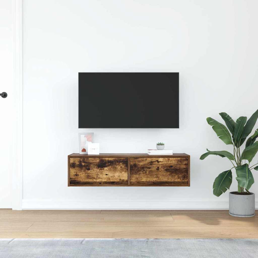 vidaXL TV Cabinet 100 x 31 x 25.5 cm Smoked oak Engineered wood 4