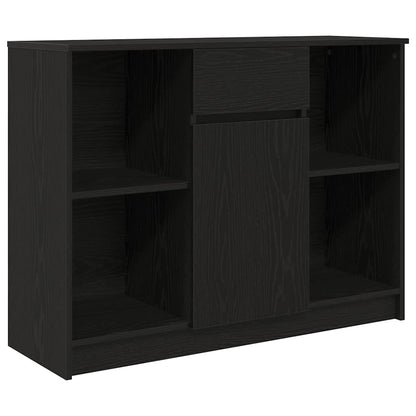 vidaXL Sideboard with Drawer Black Oak 101x35x76 cm Engineered Wood 2