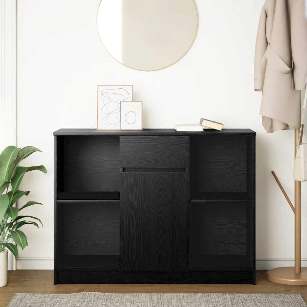 vidaXL Sideboard with Drawer Black Oak 101x35x76 cm Engineered Wood 3