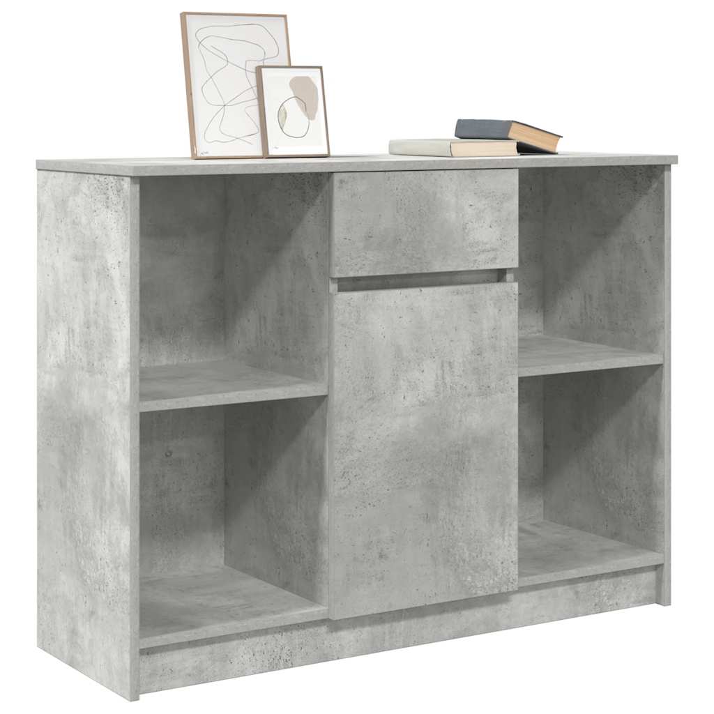 vidaXL Sideboard with Drawer Concrete Grey 101x35x76 cm Engineered Wood 4