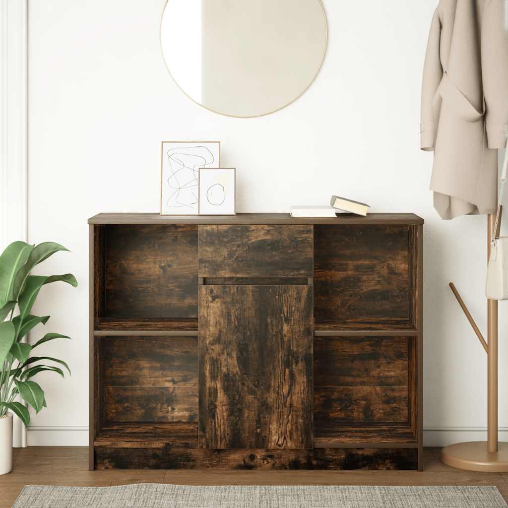 vidaXL Sideboard with Drawer Smoked Oak 101x35x76 cm Engineered Wood 3