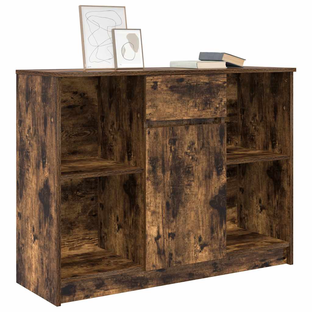 vidaXL Sideboard with Drawer Smoked Oak 101x35x76 cm Engineered Wood 4