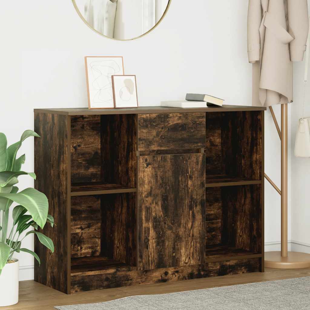 vidaXL Sideboard with Drawer Smoked Oak 101x35x76 cm Engineered Wood 1