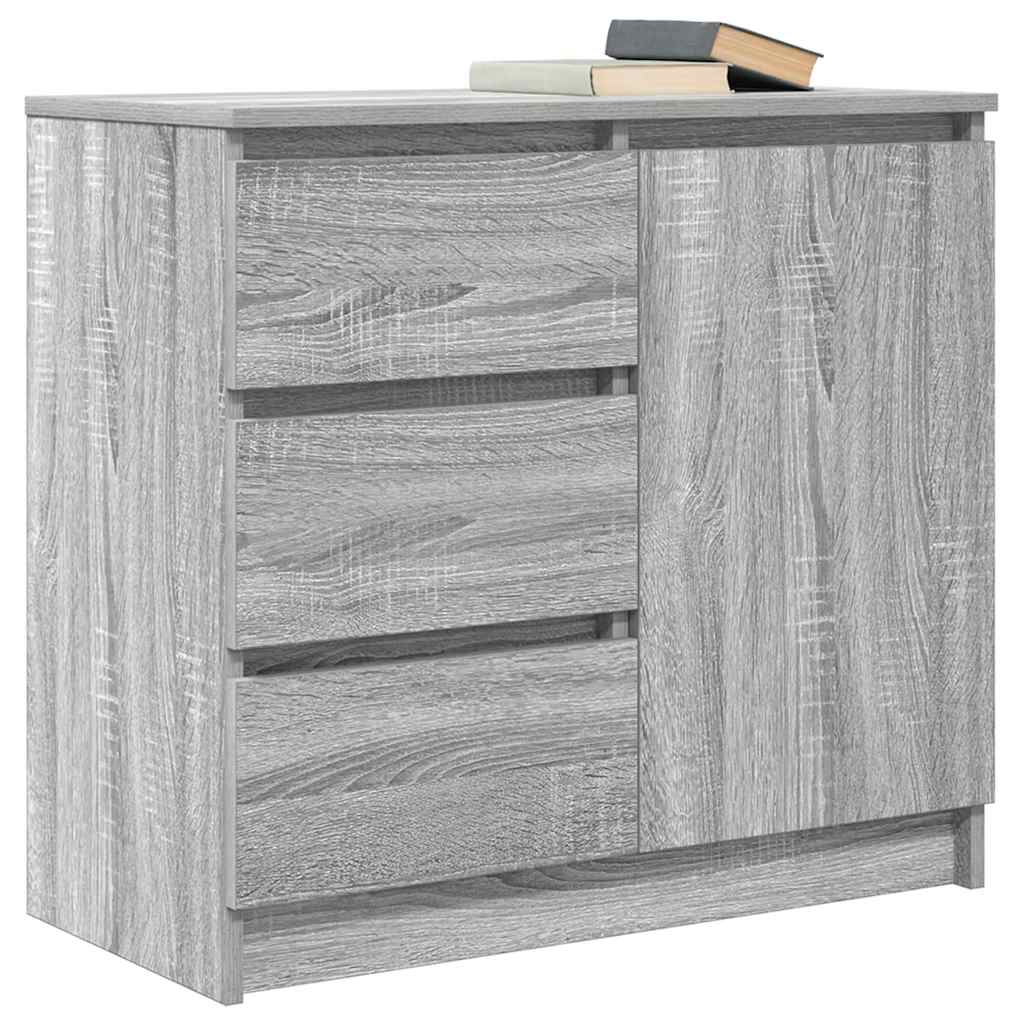 vidaXL Sideboard with Drawer Grey Sonoma 71x35x65 cm Engineered Wood 4