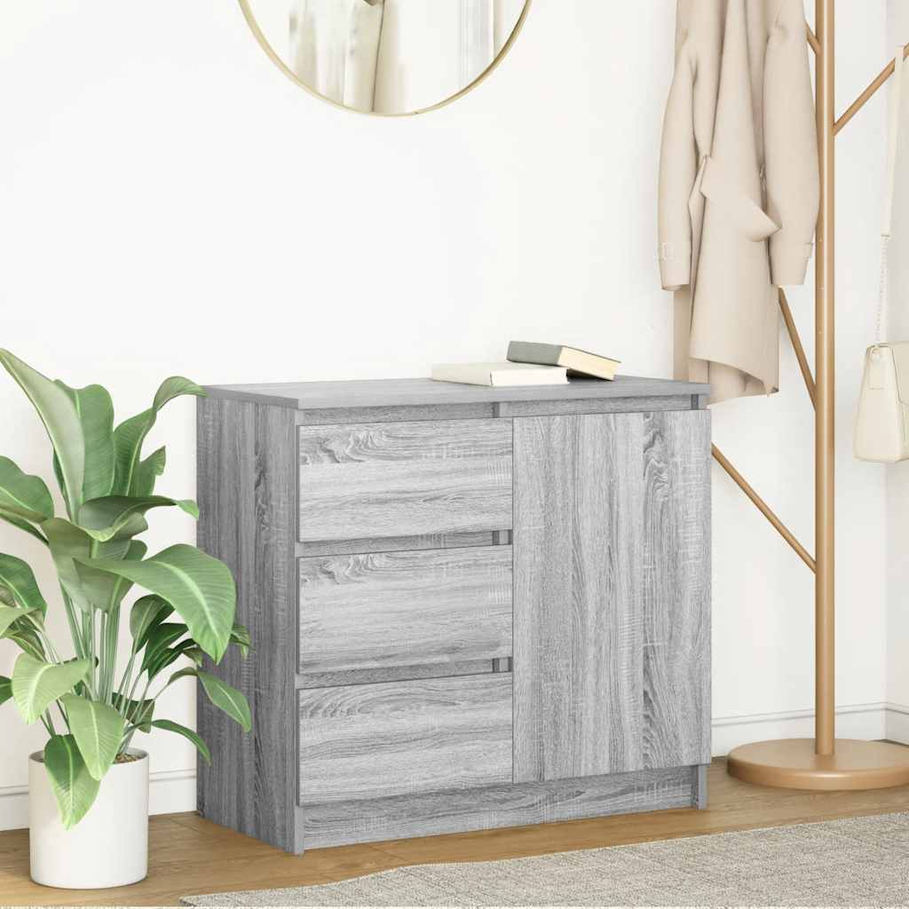 vidaXL Sideboard with Drawer Grey Sonoma 71x35x65 cm Engineered Wood 1