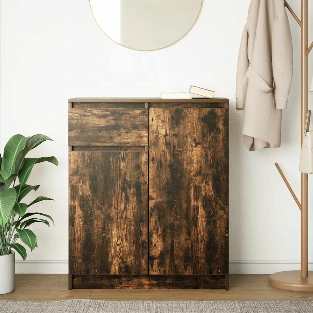 vidaXL Sideboard with Drawer Smoked Oak 71x35x84 cm Engineered Wood 3