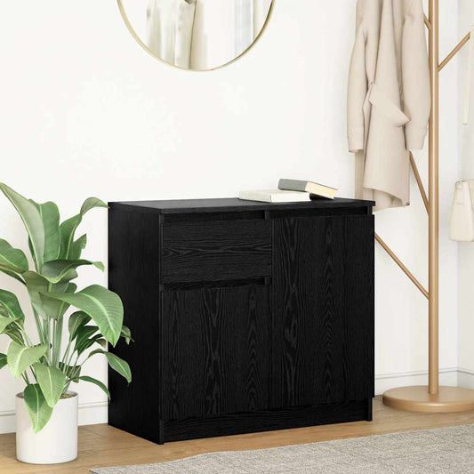 vidaXL Sideboard with Drawer Black Oak 71x35x65 cm Engineered Wood 1