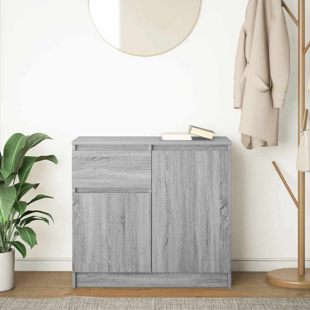 vidaXL Sideboard with Drawer Grey Sonoma 71x35x65 cm Engineered Wood 3