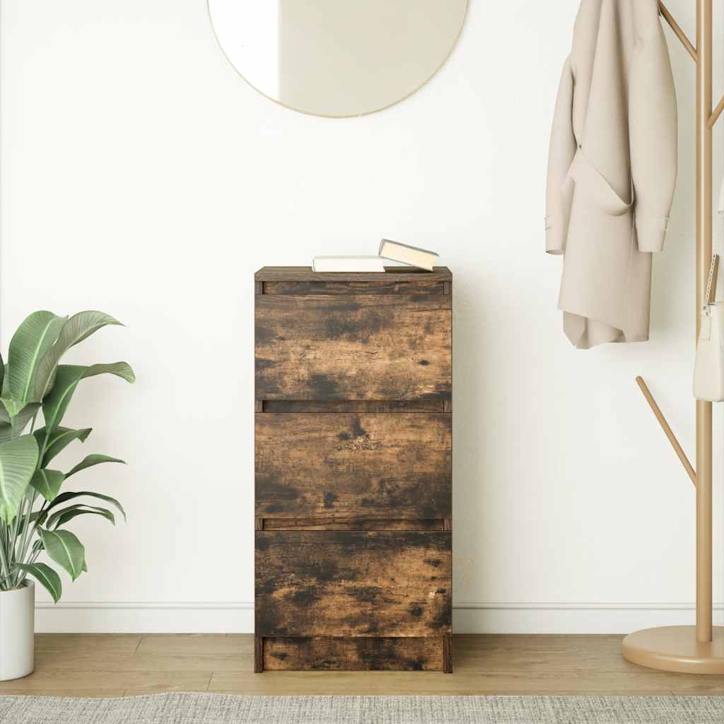 vidaXL Sideboard Smoked Oak 37.5x35x76 cm Engineered Wood 3