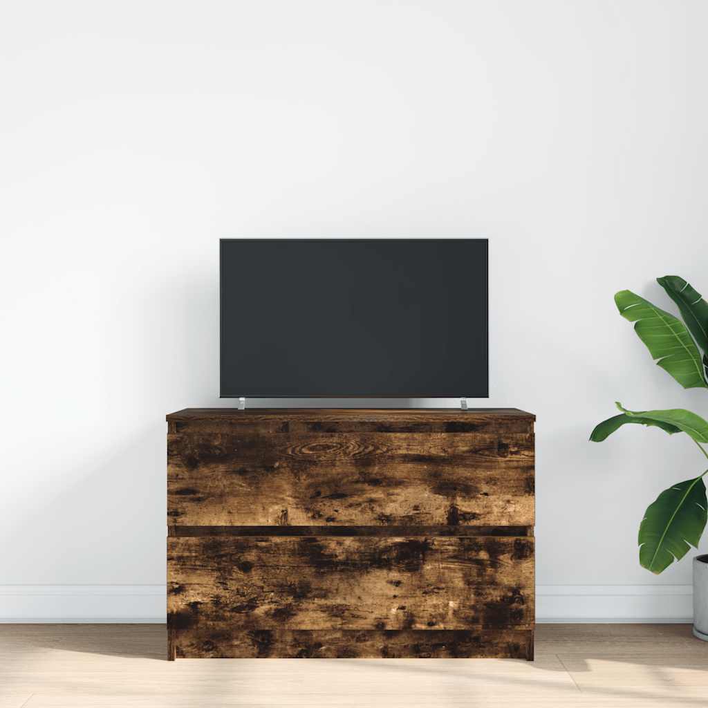 vidaXL TV Cabinet Smoked Oak 80x35x54 cm Engineered Wood 3