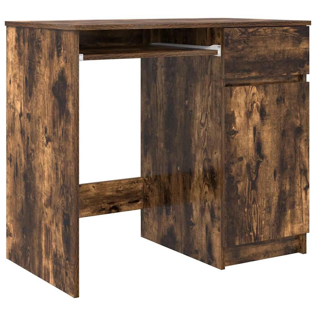 vidaXL Desk Smoked Oak 86x49x76 cm Engineered Wood 2