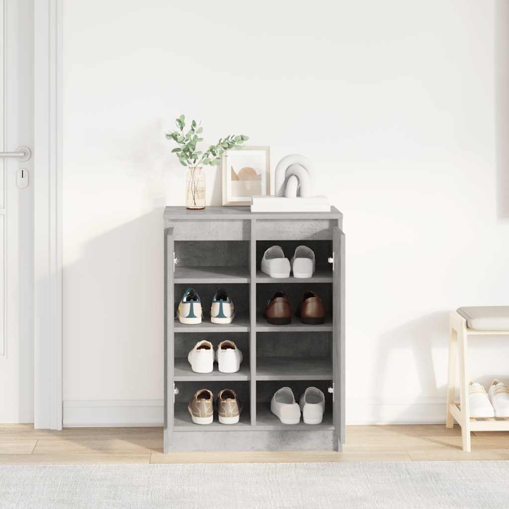 vidaXL Shoe Cabinet Concrete Grey 57x34x76 cm Engineered Wood 3