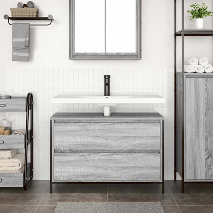 vidaXL Bathroom Basin Cabinet with Drawers Grey Sonoma 90x34.5x60 cm 3