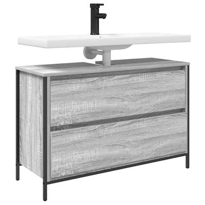 vidaXL Bathroom Basin Cabinet with Drawers Grey Sonoma 90x34.5x60 cm 4