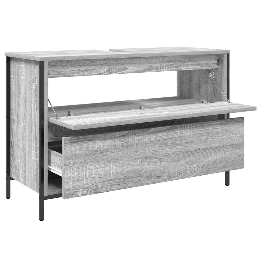 vidaXL Bathroom Basin Cabinet with Drawers Grey Sonoma 90x34.5x60 cm 5
