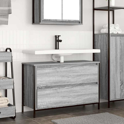vidaXL Bathroom Basin Cabinet with Drawers Grey Sonoma 90x34.5x60 cm 1