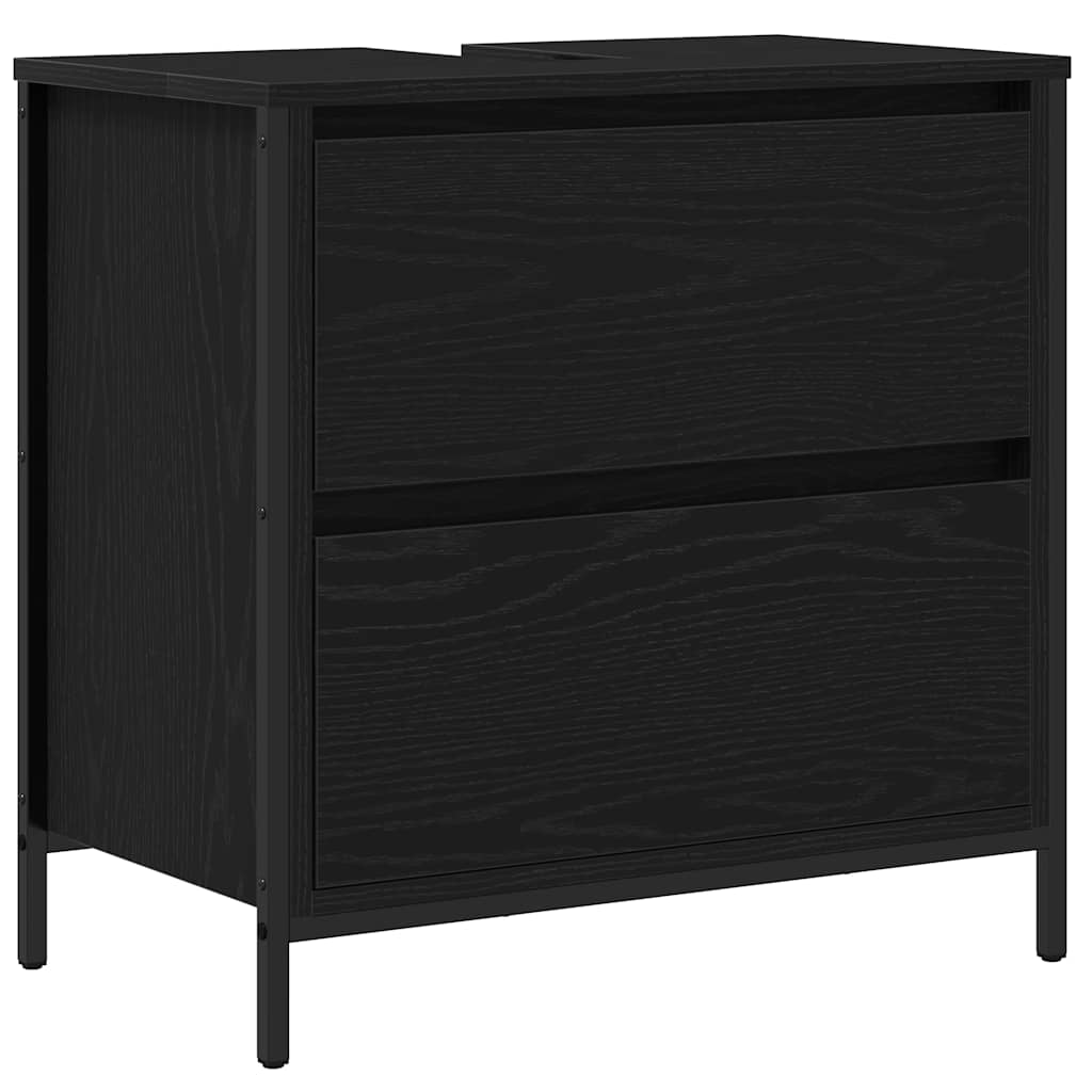 vidaXL Bathroom Basin Cabinet with Drawers Black Oak 60x34.5x60 cm 2