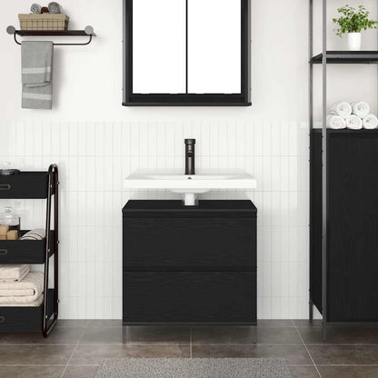 vidaXL Bathroom Basin Cabinet with Drawers Black Oak 60x34.5x60 cm 3