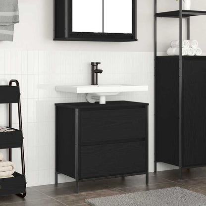 vidaXL Bathroom Basin Cabinet with Drawers Black Oak 60x34.5x60 cm 1